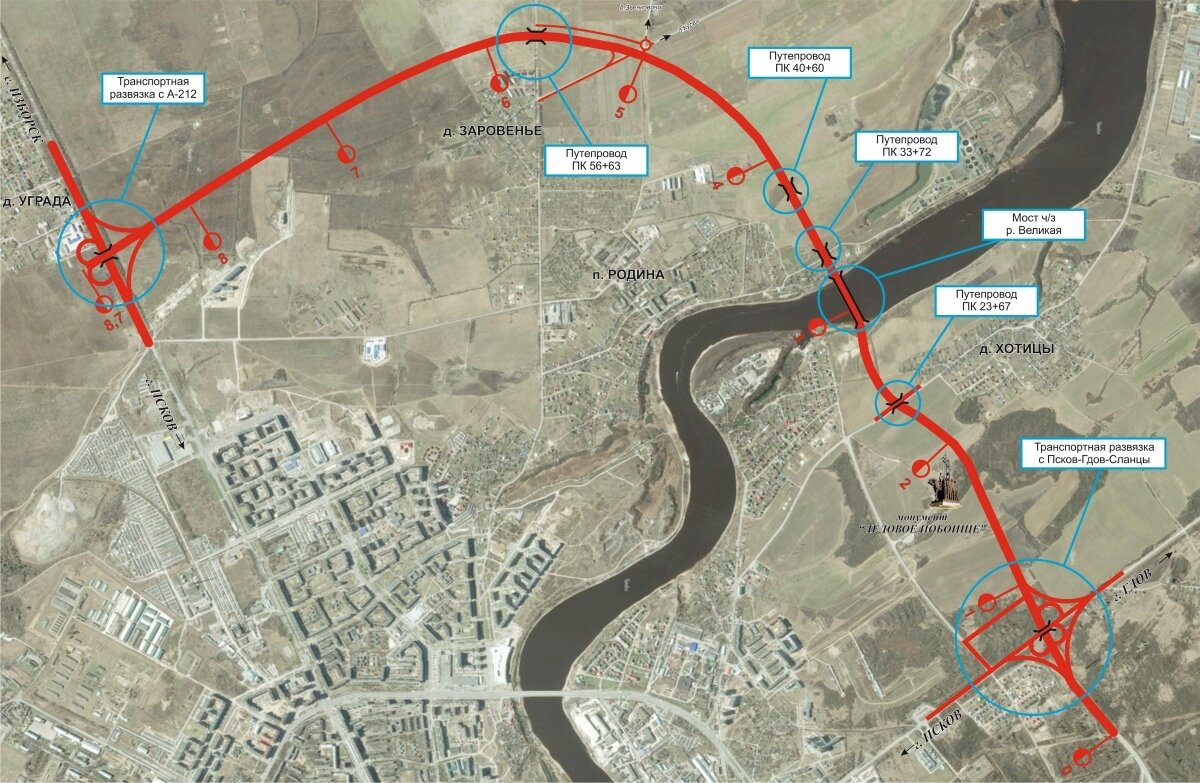 Схема Северного обхода Пскова, 2-й комплекс
