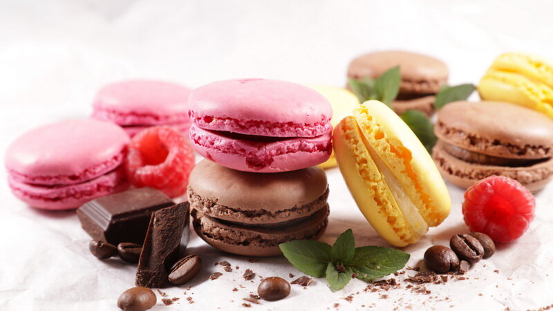 assorted colorful macaroon, traditional french confectionery