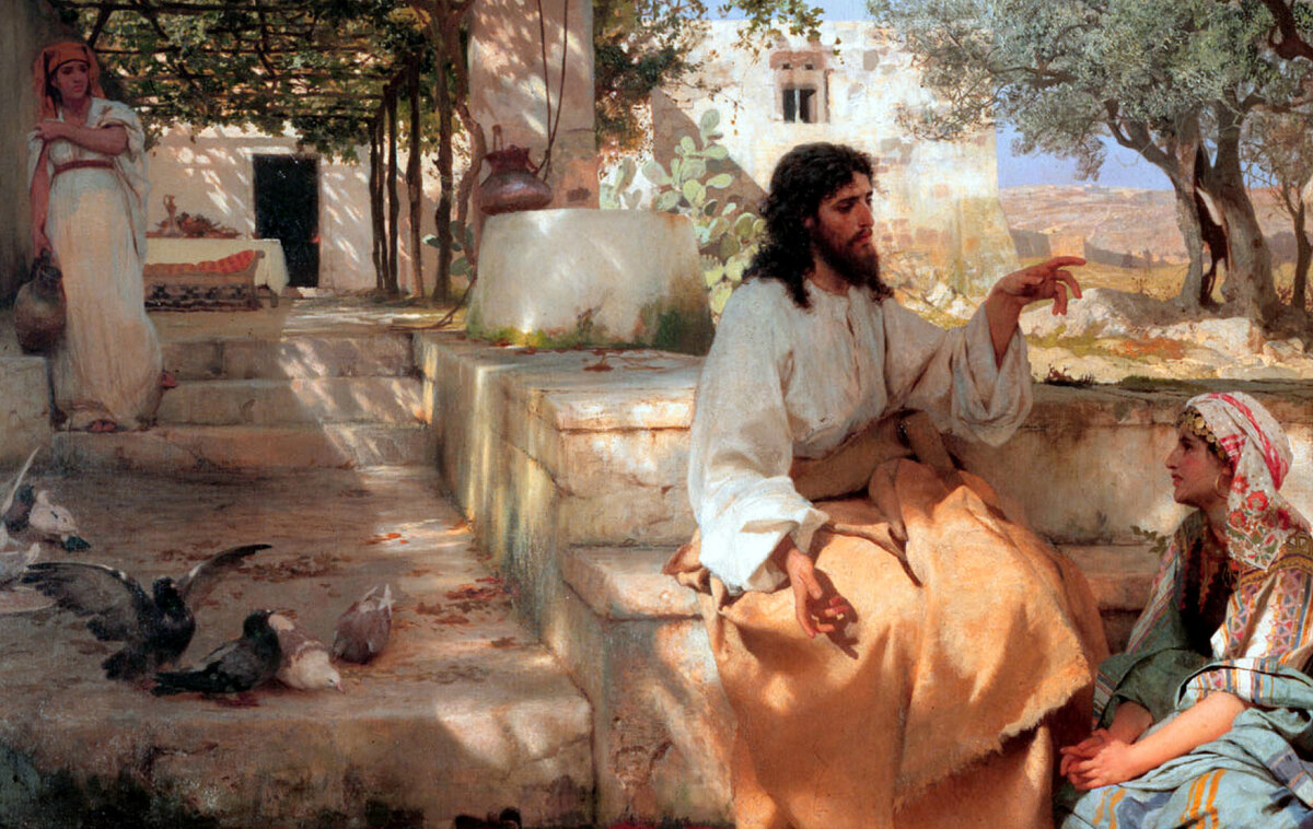 Генрих Семирадский «Христос у Марфы и Марии», фрагмент