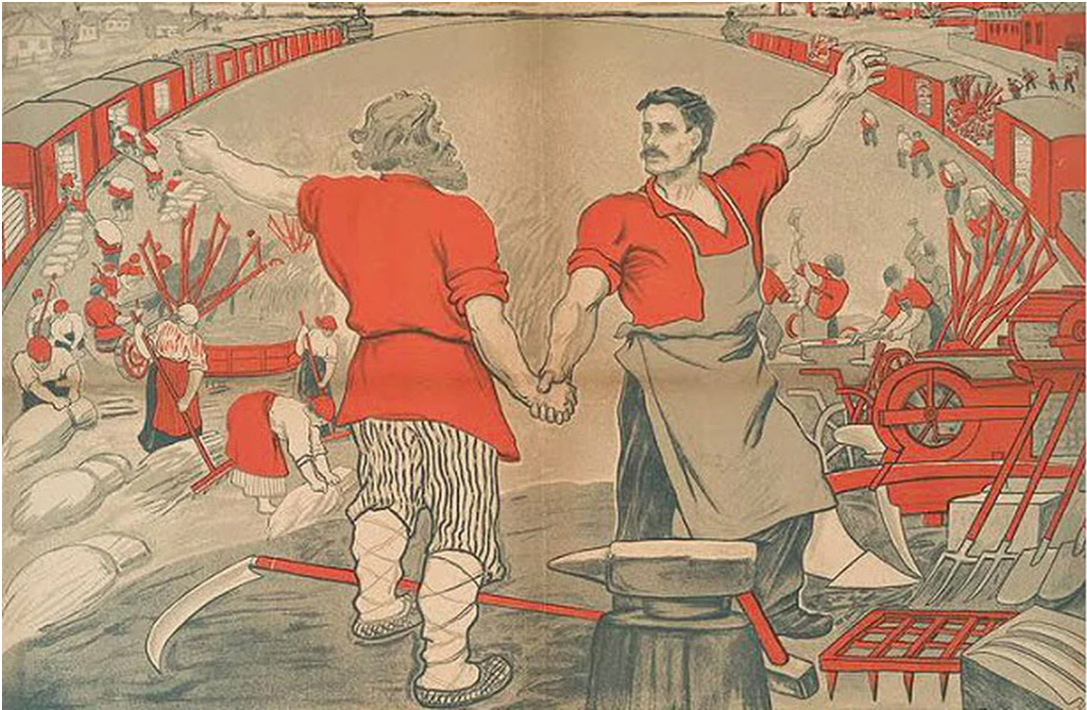 Только Союз рабочих и крестьян спасет Россию от голода плакат 1918 г. Рабочие и крестьяне. Советские революционные плакаты. Советские агитационные плакаты. Четыре дня будут рабочих