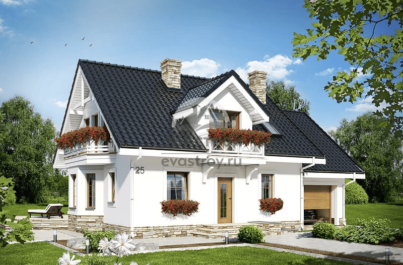 Проект дома 237 м2 с подвалом, мансардой, гаражом, балконом и террасой - 104-26