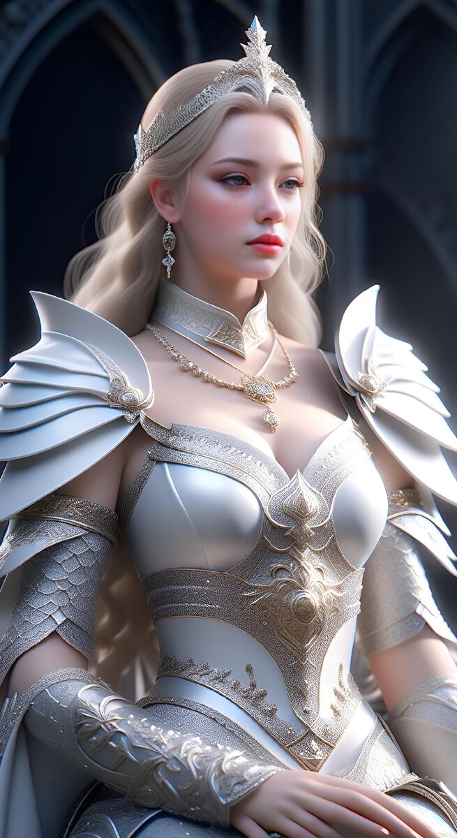 Королева Артур в доспехах, глазами нейросети.