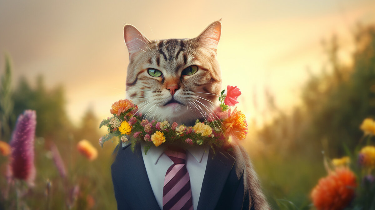 Открытка котенок с цветами - 73 фото