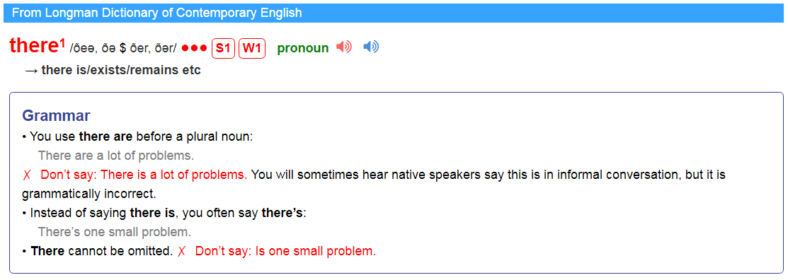 Источник скриншота https://www.ldoceonline.com/dictionary/there
