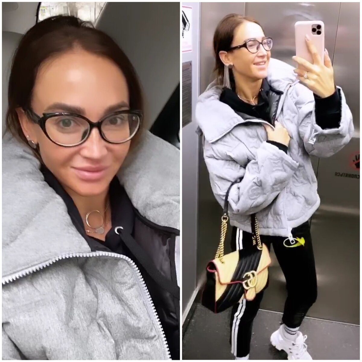 Серый укороченный пуховик