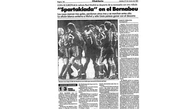 Первая полоса El Mundo Deportivo от 21 марта 1991 года. Фото из личного архива Дмитрия Радченко