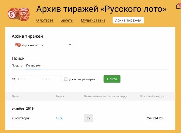В тираже 1306 в честь двадцатипятилетия лотереи был не разыгран только один бочонок