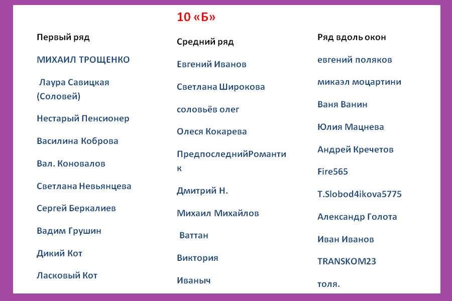 Список 10 "Б"