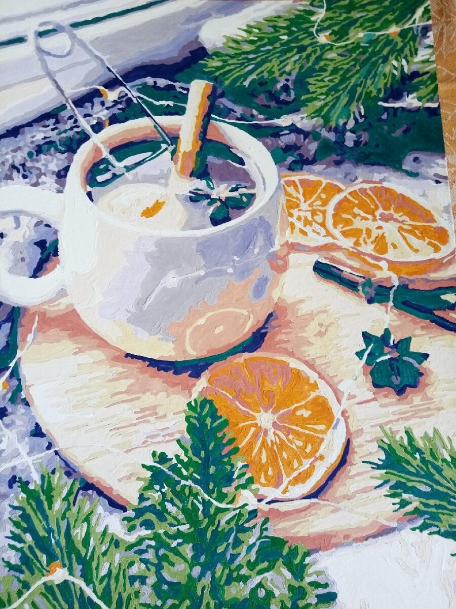 Картина по номерам "Зимний чай"