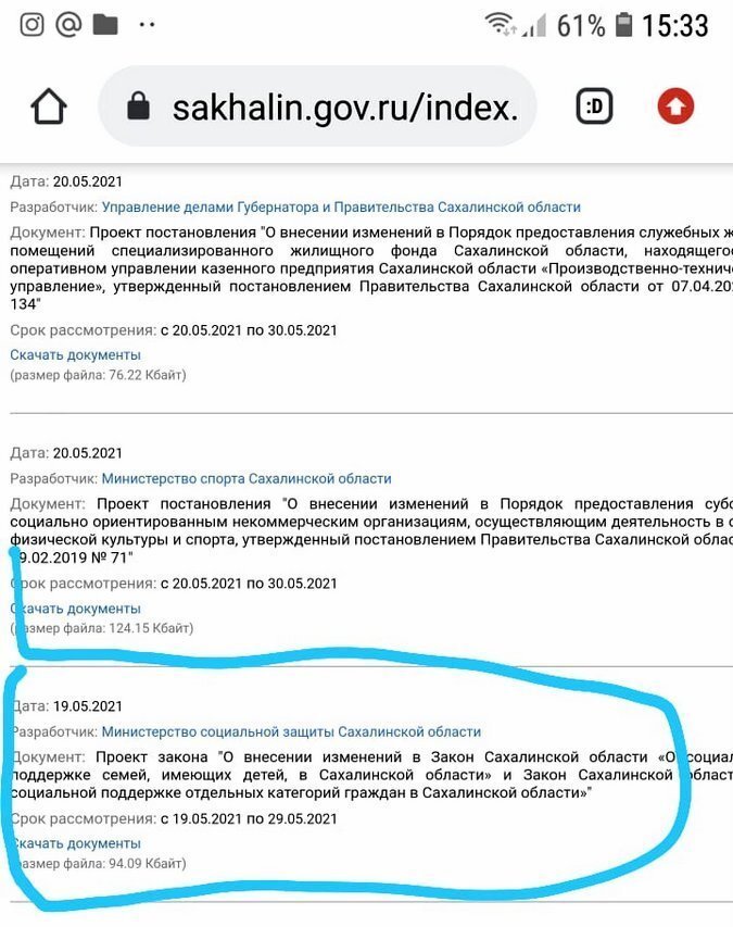 Фото: sakhalin.info, документ удалили с сайта, но родители детей-инвалидов успели снять скриншот 