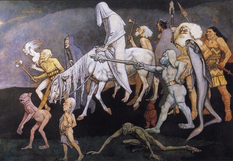 Это они...("Фоморы или нижние демоны". Джон Дункан. 1912 год.)