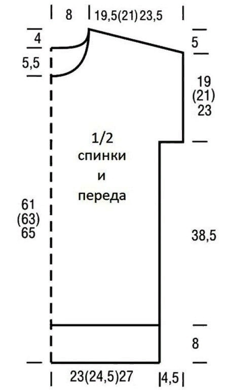 Лицевая сетка - образец узора с накидами, связанного спицами