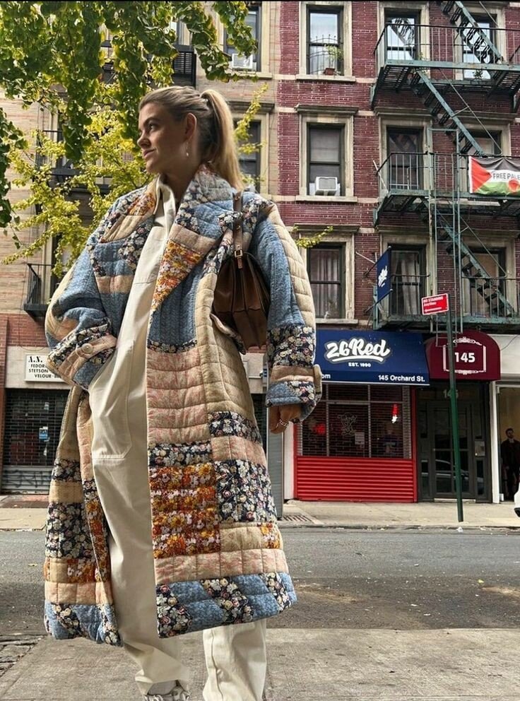 Объемное длинное стёганое пальто, очень красиво 