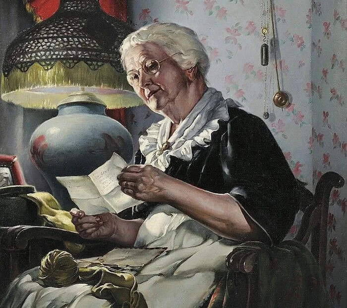П.У. Робертс.  Старушка с письмом