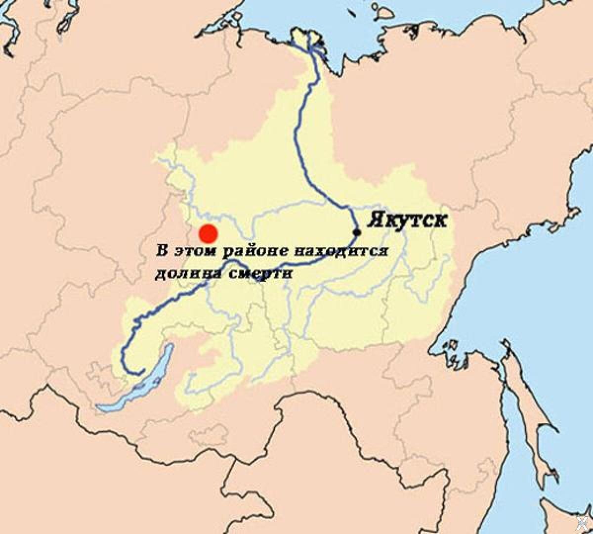 Река Вилюй на карте России