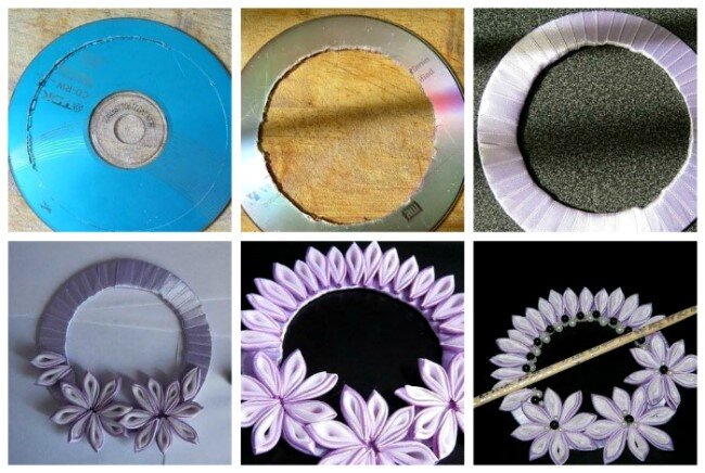 Как сделать подвеску с цветами из старых CD и DVD дисков