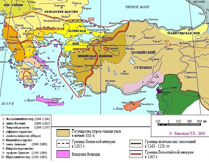 Никейская империя карта