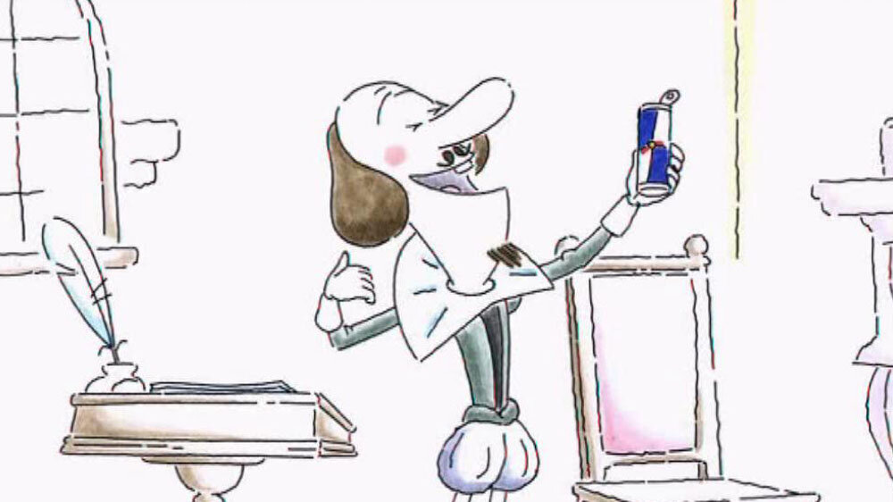 стоп-кадр из рекламного ролика ред булла с ютуба про Шекспира