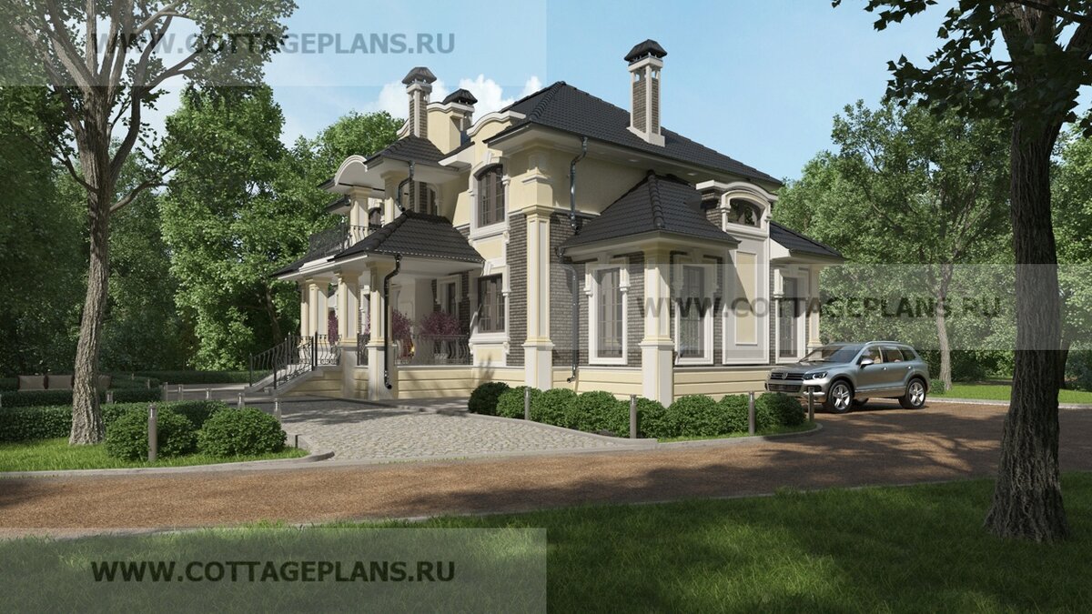 2-й и 3-й фасады дома. Источник фото: https://www.cottageplans.ru