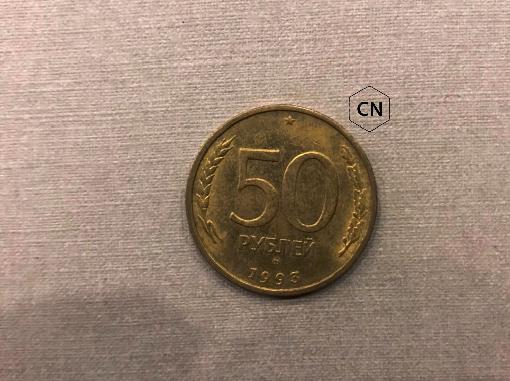 Реверс монеты номиналом 50 рублей 1993 года. Образца ЛМД