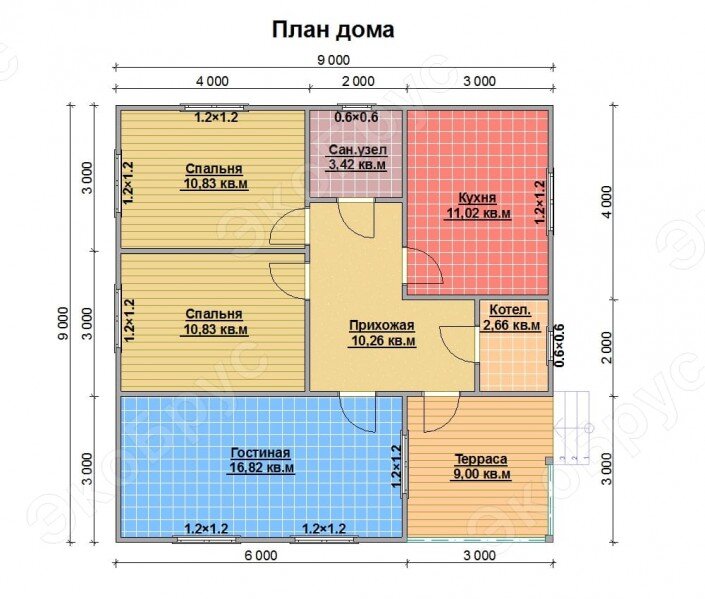 Рисунок 2. Планировка дома Онега Д-1