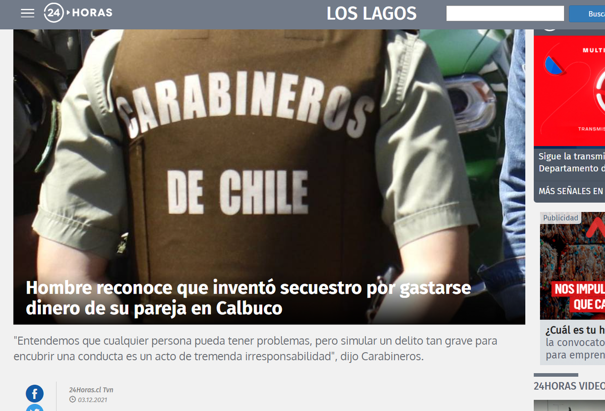 Новость облетела чилийские сайты и каналы