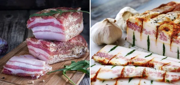 Как приготовить закуску из сала и фарша |