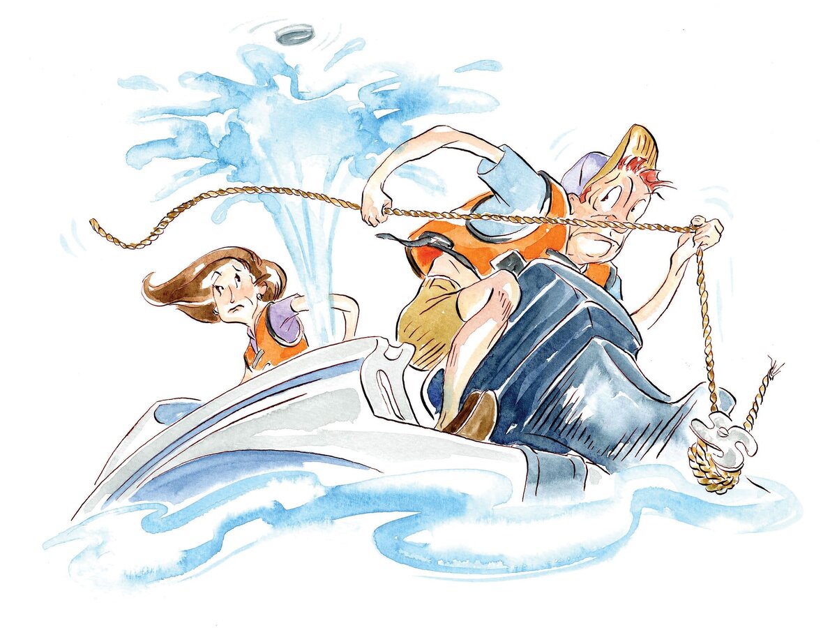 Не забудьте убрать швартовые концы после выхода на воду! Тим Бауэр.
Рисунок с https://www.boatingmag.com/