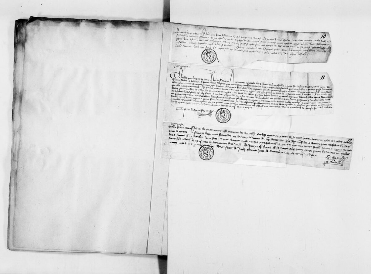 Документы де Карружа из собрания 14,190 [MF. 27089. nos. 10-12]. 