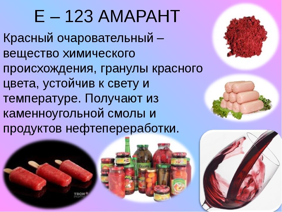 Куда добавляют. Амарант е123. E123 — Амарант. Е123 краситель Амарант. Канцерогены е123-Амарант.