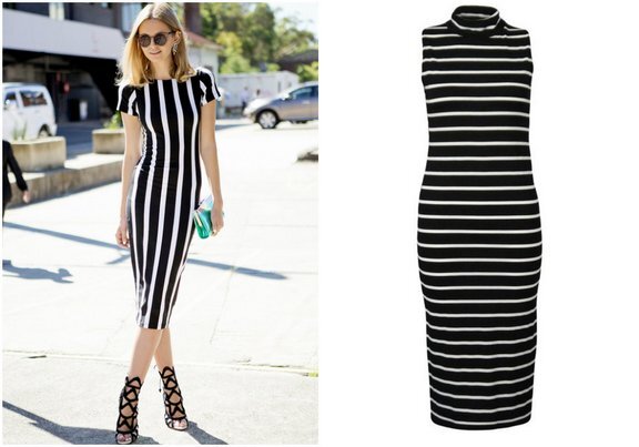 Сравните платье с продольными и поперечными полосами (Фото: fusion-of-styles.ru)