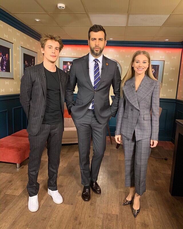 Кристина Асмус и Иван Янковский на съёмках "Вечернего Урганта"