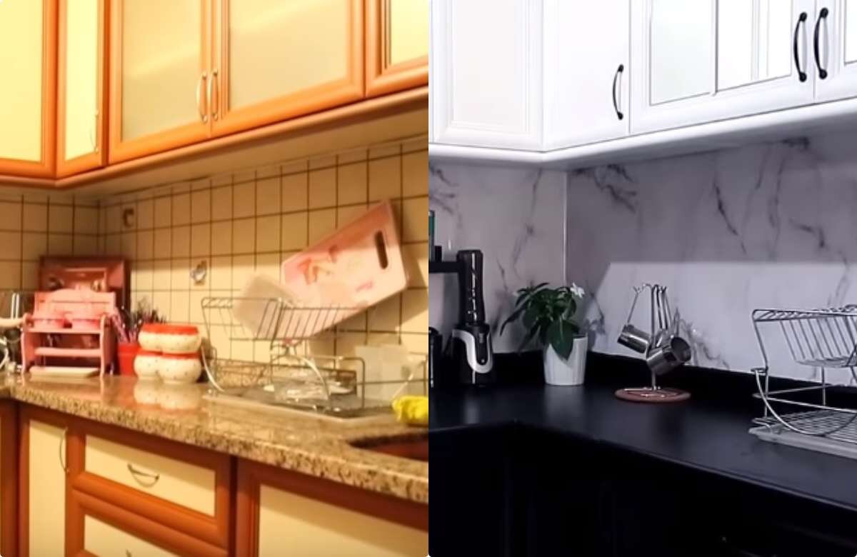 До и после ремонта кухня