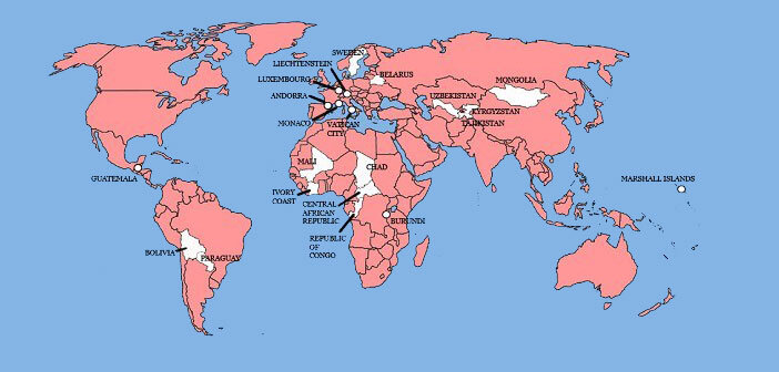 Розовым отмечены страны, куда хоть раз вторгалась Британия