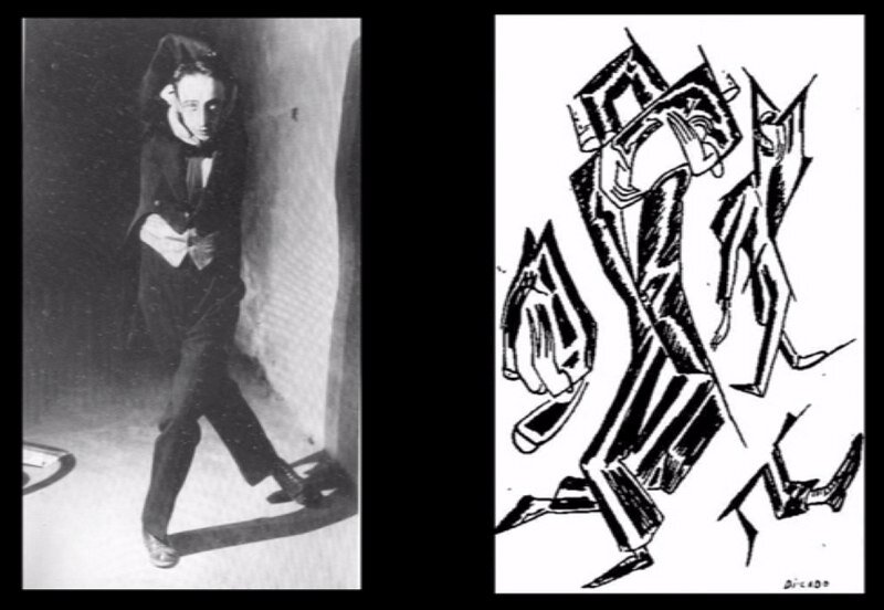 Единственные сохранившиеся изображения танцев Валентина Парнаха — фотография (предположительно 1925 г.) и графический скетч. Кадр из документального фильма Михаила Басова «Валентин Парнах. Не здесь и не теперь» (2011)