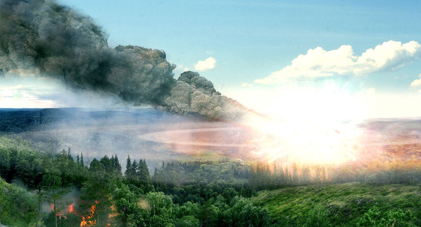 Реконструкция момента падения Тунгусского метеорита