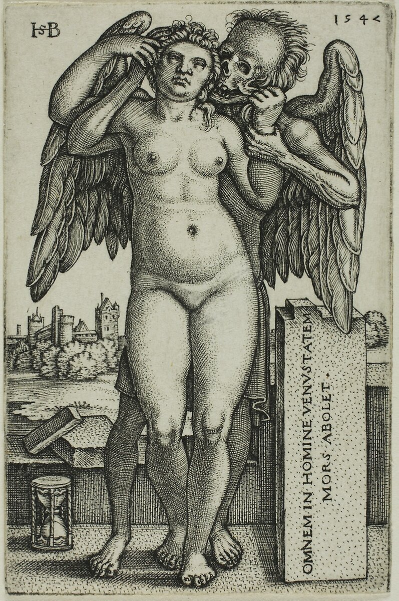 Ханс Зебальд Бехам, "Смерть и Дева", 1546, гравюра, 75х48