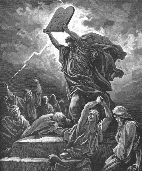 Гюстав Доре. Моисей, разбивающий Скрижали Завета.  Изображение взято из книги А.Ю.Склярова "По следам Ковчега Завета", издательство ВЕЧЕ, 2015