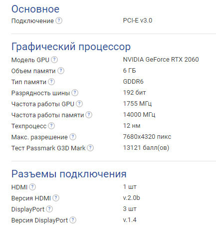 характеристики RTX 2060 