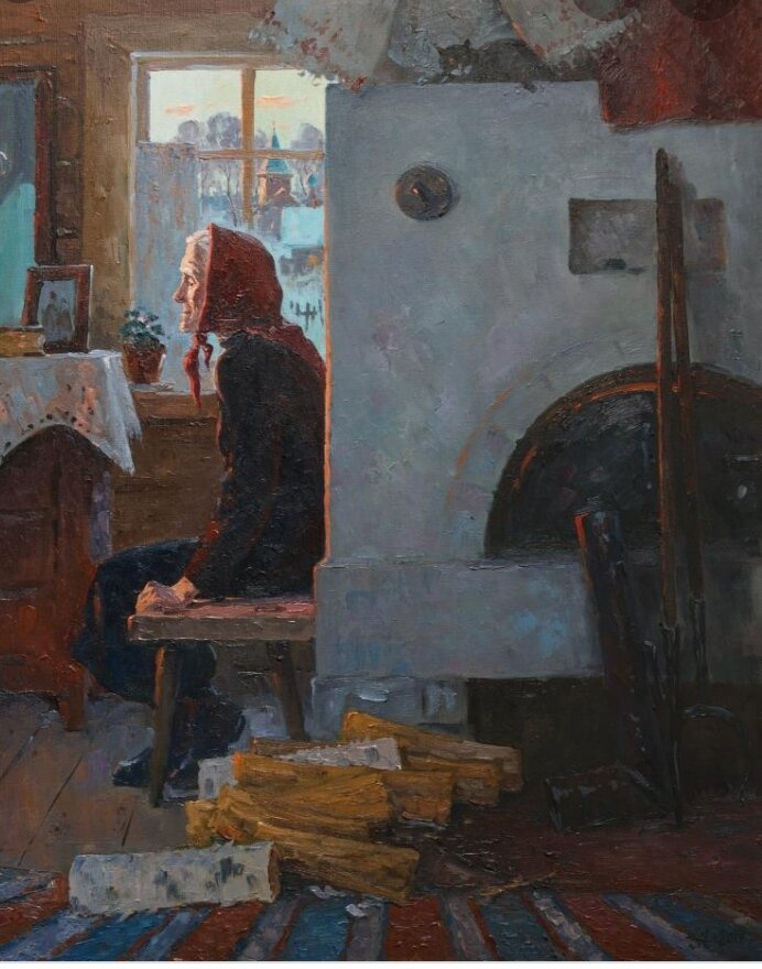 Мне она кажется именно такой,одинокая мама,потерявшая сына.Ее старость. Образ описан в рассказе.