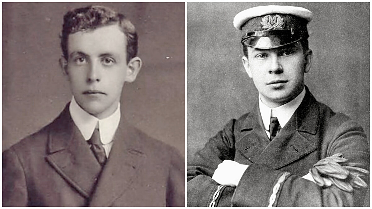 Второй радист, Гарольд С.Брайд (слева) и главный радист, Джон «Джек» Филлипс (справа). Фото находится в общественном достоянии и не имеет авторских прав.