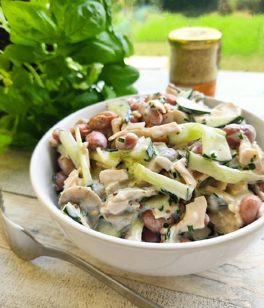 Салат с фасолью и грибами, вкусных рецептов с фото Алимеро