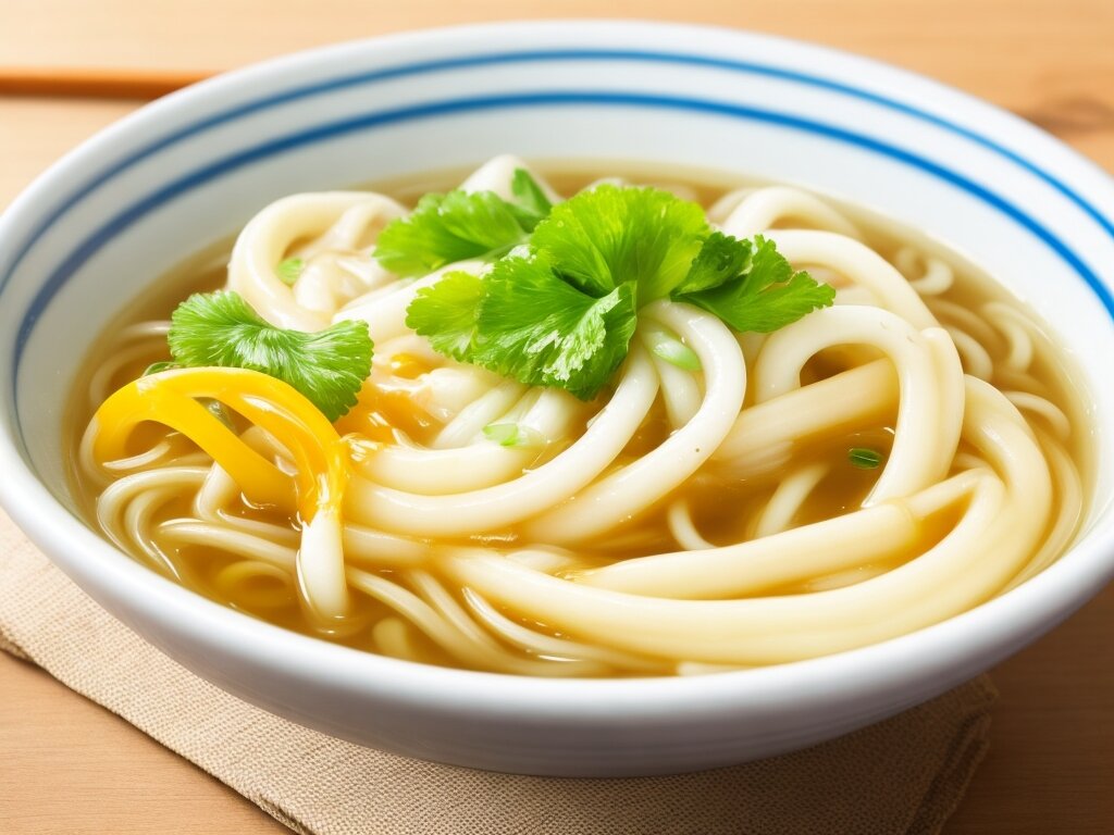 Удон - это разновидность традиционной японской лапши из пшеничной муки. Это очень популярное блюдо японской кухни, имеющее многовековую историю и характерный крупный размер лапши.-2