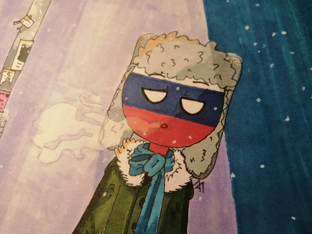 Фрагмент рисунка дочери с выдыхаемым воздухом на морозе