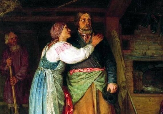 Фирс Журавлёв «Приезд извозчика на родину», фрагмент