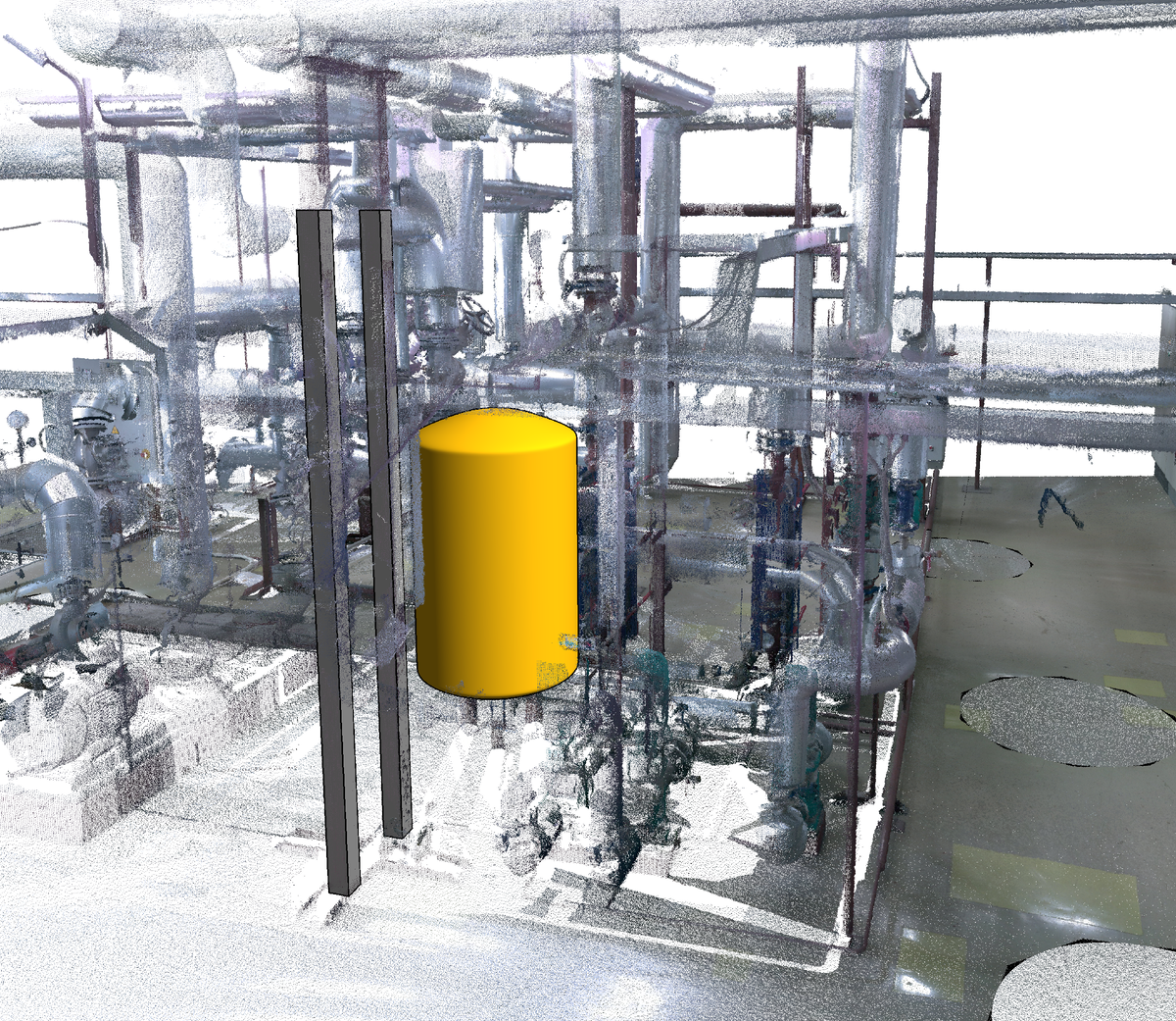 Трехмерная модель завода. Вернее, ее маленький фрагмент.