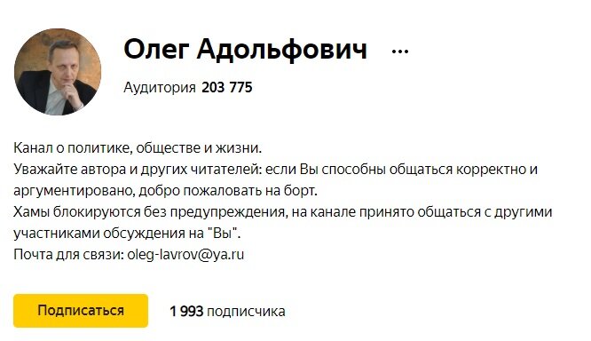 Шапка канала.