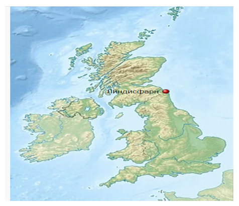                               остров Линдисфарн на карте Англии