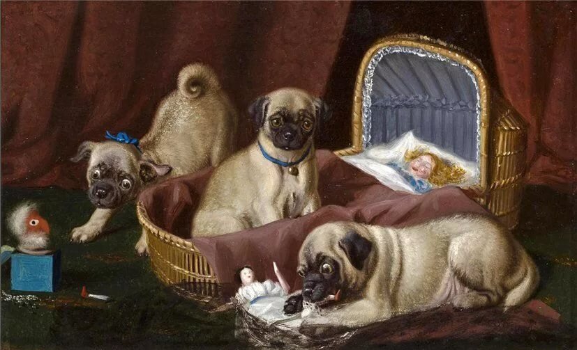 Семейство мопсов (художник Horatio Henry Couldery , 1832-1893)