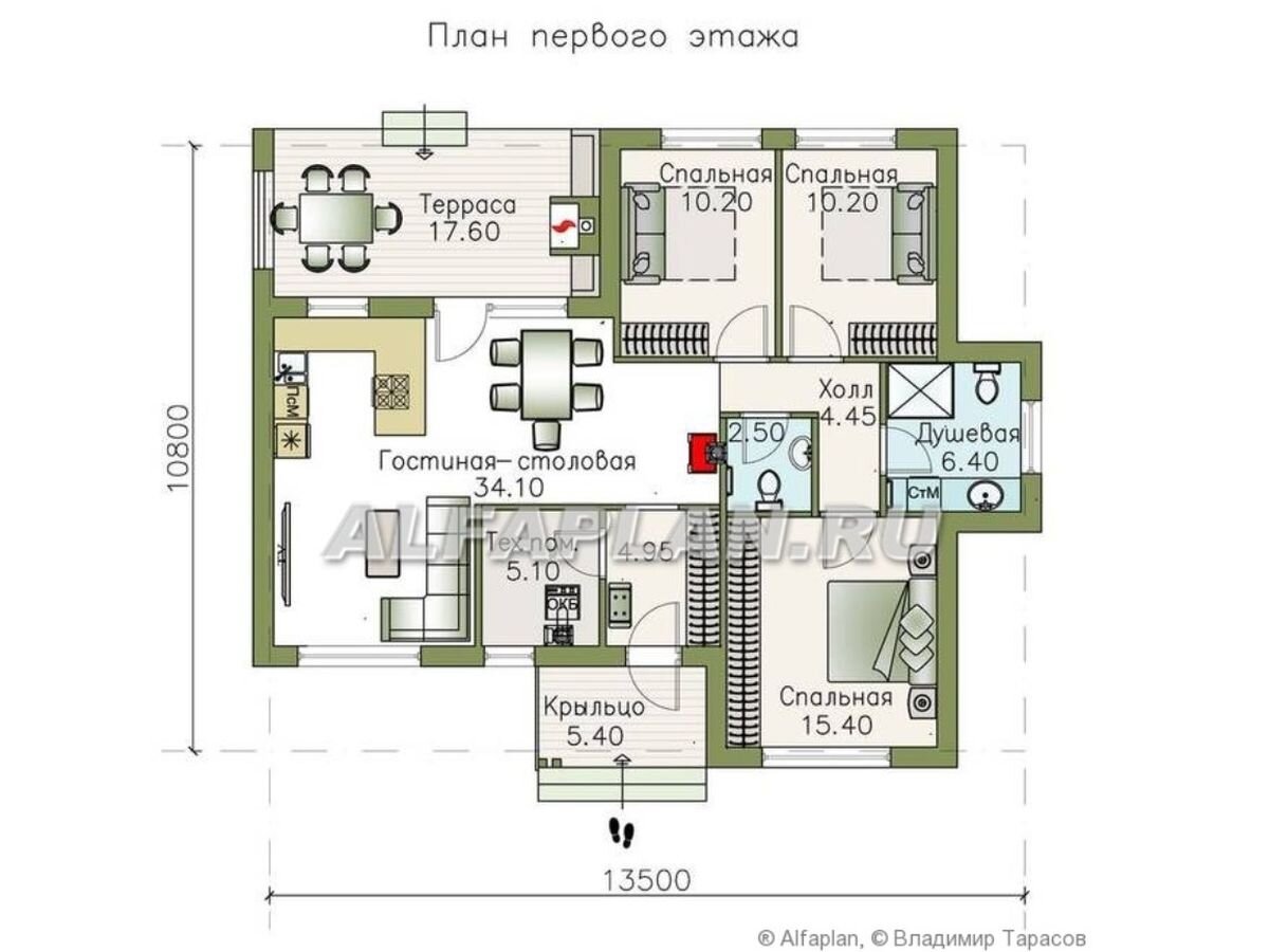 3 проекта одноэтажных домов с двускатной крышей, около 100 м2, 3 спальни |  Популярные проекты домов Альфаплан | Дзен